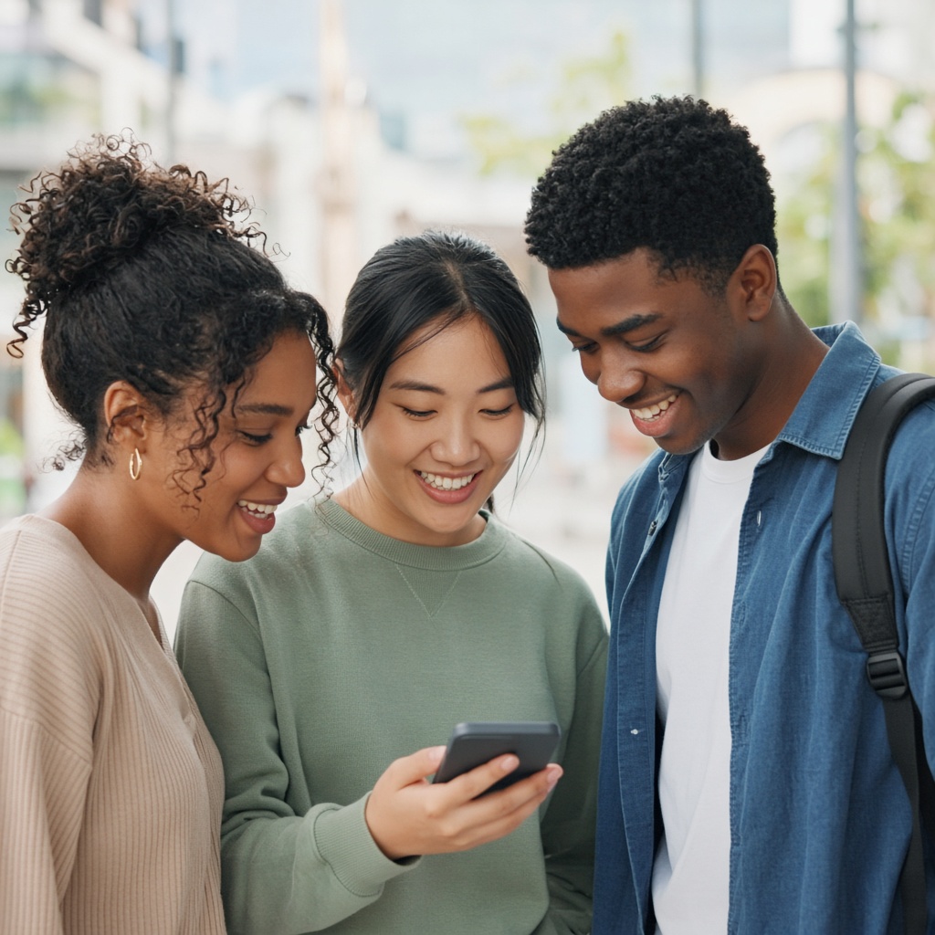 Young consumers engaging on their phones