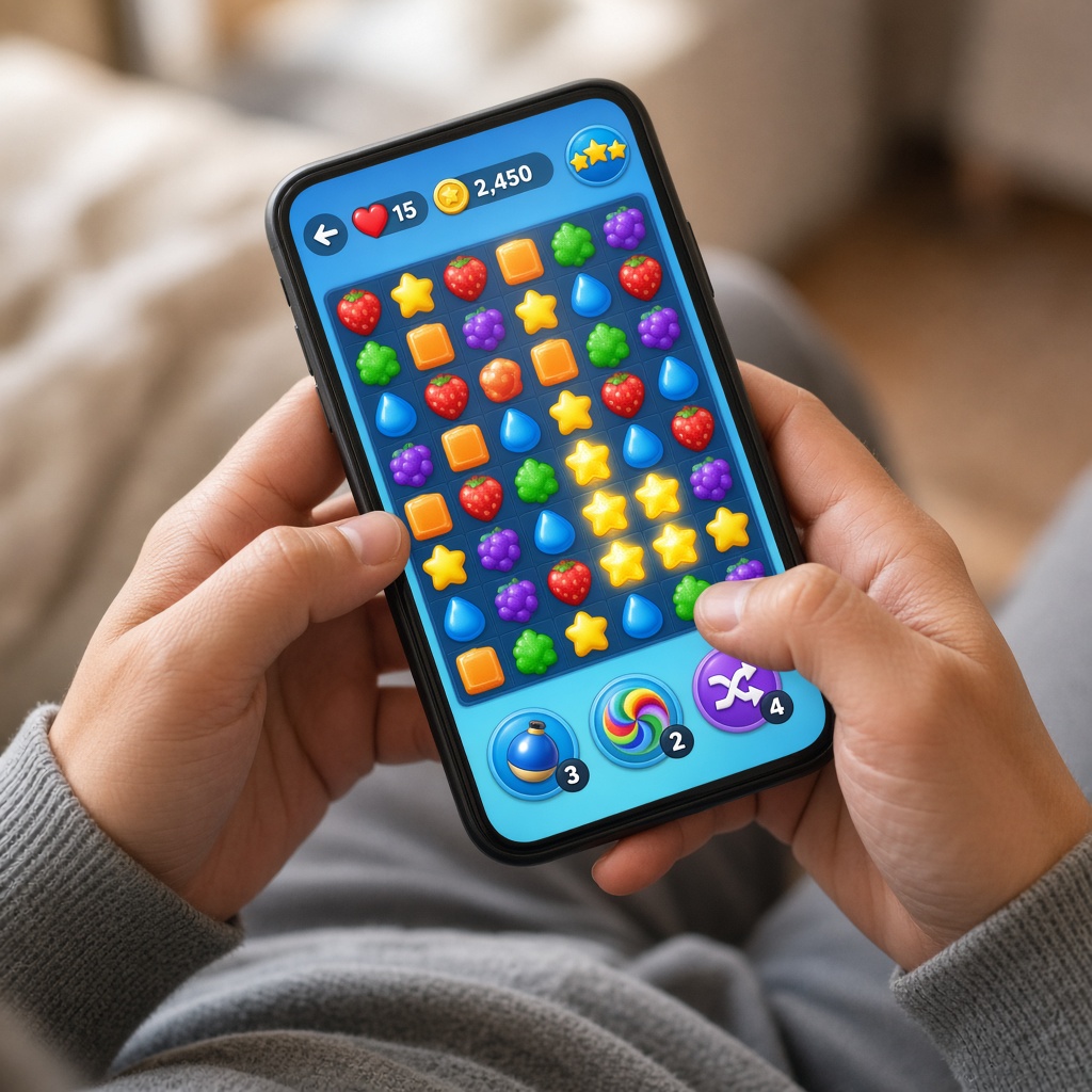 Smartphone showing a plug and play mobile game