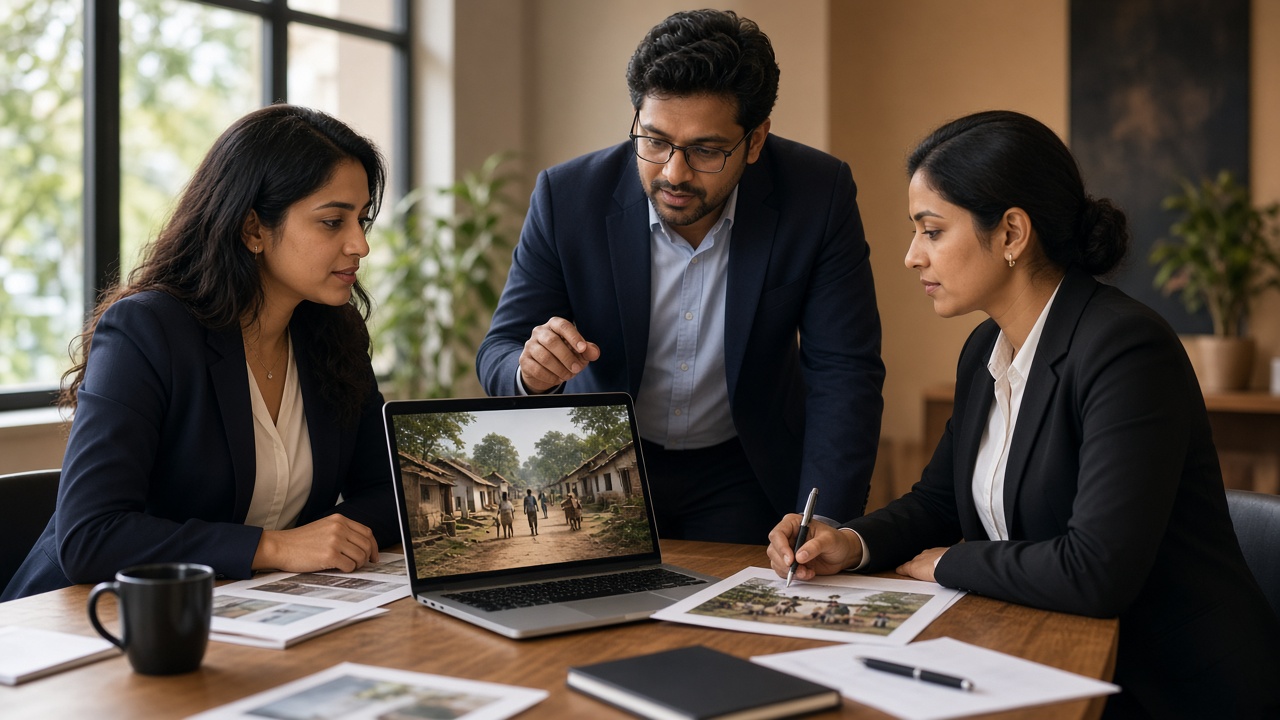 Brand marketing team planning a rural promotion campaign